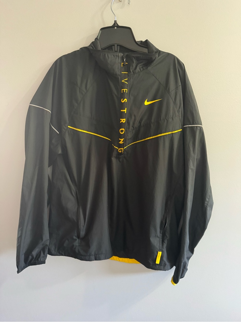 Nike x Livestrong Men’s Black Quarter-Zip Windbreaker Jacket - Size M